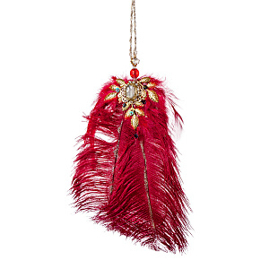Украшение подвесное Перо, Н23см, борд. в интернет-магазине флористических аксессуаров Азалия Декор