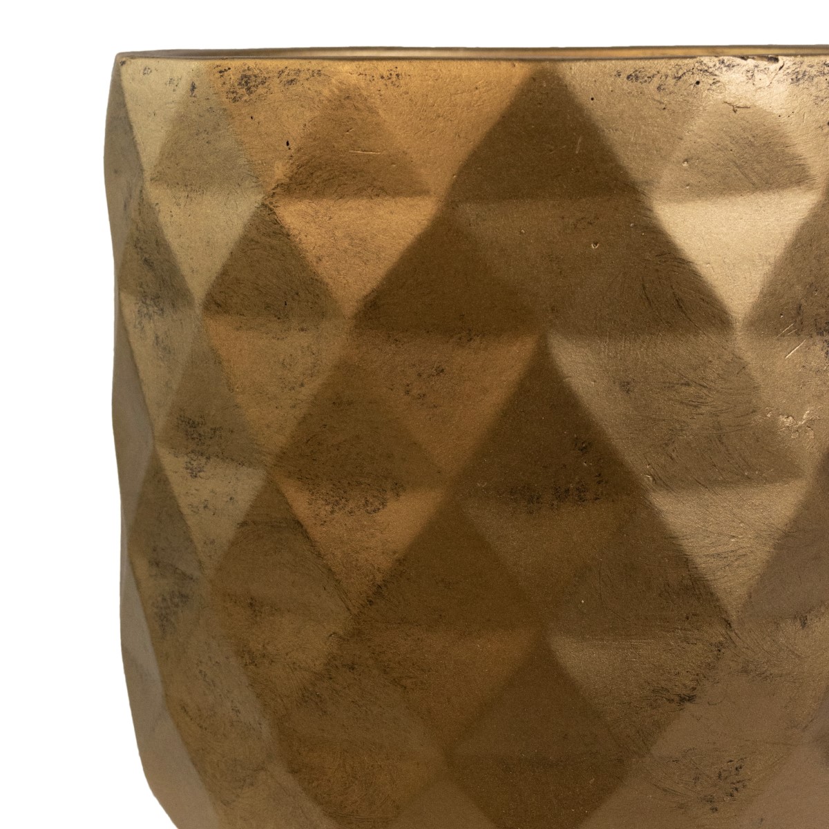 Кашпо на подставке Ромб (файбергласс), D24xH35см, золотой в интернет-магазине флористических аксессуаров Азалия Декор