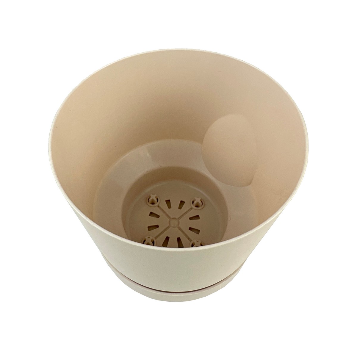 Цв. горшок Тренд (пластик), D12xH11см, 0,8л, кремовый в интернет-магазине флористических аксессуаров Азалия Декор