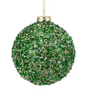 Украшение подвесное Шар (стекло), D10см, зеленый в интернет-магазине флористических аксессуаров Азалия Декор