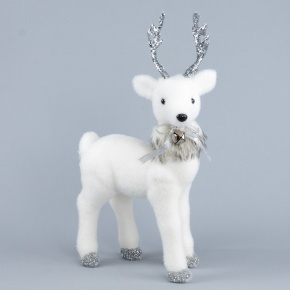 Сувенир Олень, Н37х20х11см, бел./серебр. в интернет-магазине флористических аксессуаров Азалия Декор