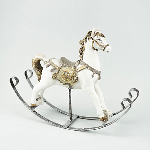 Сувенир Лошадка, Н21см, белый/бронзовый в интернет-магазине флористических аксессуаров Азалия Декор