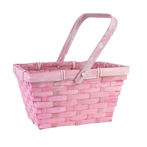 Корзина плетеная (бамбук), 19x14,5x11xH21см, розовый в интернет-магазине флористических аксессуаров Азалия Декор