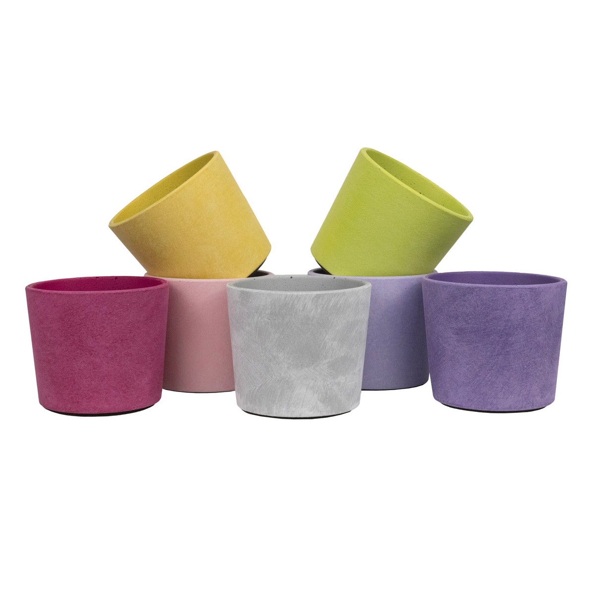 Кашпо Замша Микс яркий (бетон), D14xH13см, 1.4л, цв. в асс. в интернет-магазине флористических аксессуаров Азалия Декор