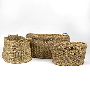 Набор кашпо плетеных 3шт. (растительный материал), 54х42xH30см, натуральный в интернет-магазине флористических аксессуаров Азалия Декор