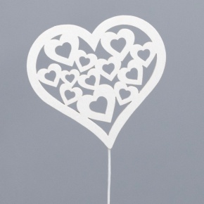 Вставка Сердце (в уп. 12 шт.), 8хH30см, белый в интернет-магазине флористических аксессуаров Азалия Декор