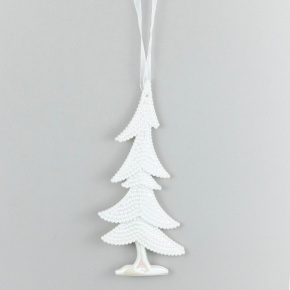 Украшение подвесное Елочка (пластик), 14,5х6см, белый в интернет-магазине флористических аксессуаров Азалия Декор