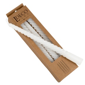 Набор свечей столовых Спираль 4шт., 25см, белый в интернет-магазине флористических аксессуаров Азалия Декор