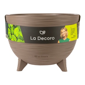 Кашпо на ножках со вставкой Ля Декоро (пластик), D32xH24см, 9,8л, коричневый в интернет-магазине флористических аксессуаров Азалия Декор