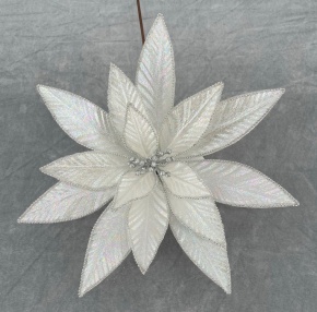 Пуансетия на вставке, D32 см, белый в интернет-магазине флористических аксессуаров Азалия Декор