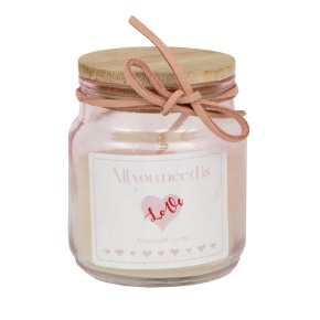 Свеча в банке с крышкой (стекло), H7,5xD6см, розовый в интернет-магазине флористических аксессуаров Азалия Декор