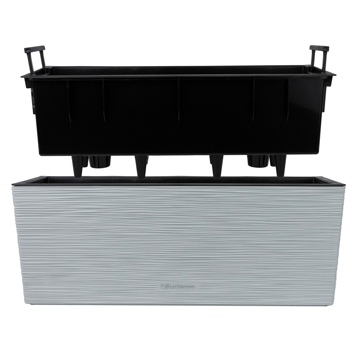 Кашпо балконное со вставкой Ля Декоро (пластик), 50,5х19,5xH19см, 10л, серый в интернет-магазине флористических аксессуаров Азалия Декор