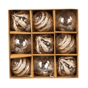 Набор шаров в тубе 9шт. (пластик), D8см, шампань в интернет-магазине флористических аксессуаров Азалия Декор