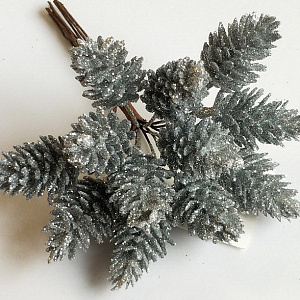 Набор шишек с глиттером на вставках 12шт., D2xL12см, серый в интернет-магазине флористических аксессуаров Азалия Декор