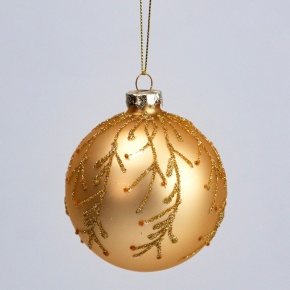 Украшение подвесное Шар (стекло), D8см, золотой в интернет-магазине флористических аксессуаров Азалия Декор