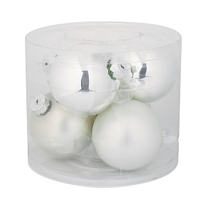 Набор шаров 6шт. в тубе (стекло), D8см, в асс., серебр. в интернет-магазине флористических аксессуаров Азалия Декор