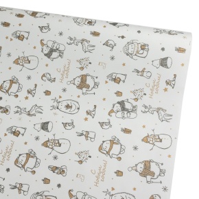 Бумага упаковочная крафт Деревенька 60гр, 72 см 10 м, белый/золотой в интернет-магазине флористических аксессуаров Азалия Декор