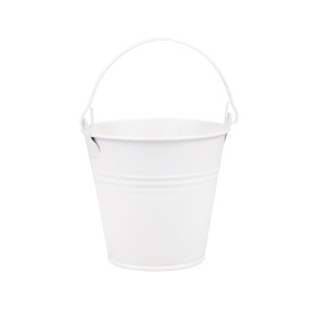 Кашпо Три Линии Ведерко с ручкой (металл), D9,5xH7,5см, белый в интернет-магазине флористических аксессуаров Азалия Декор