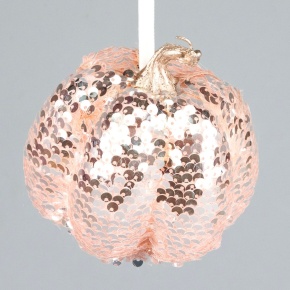 Украшение подвесное Тыква, D11см, розовый в интернет-магазине флористических аксессуаров Азалия Декор