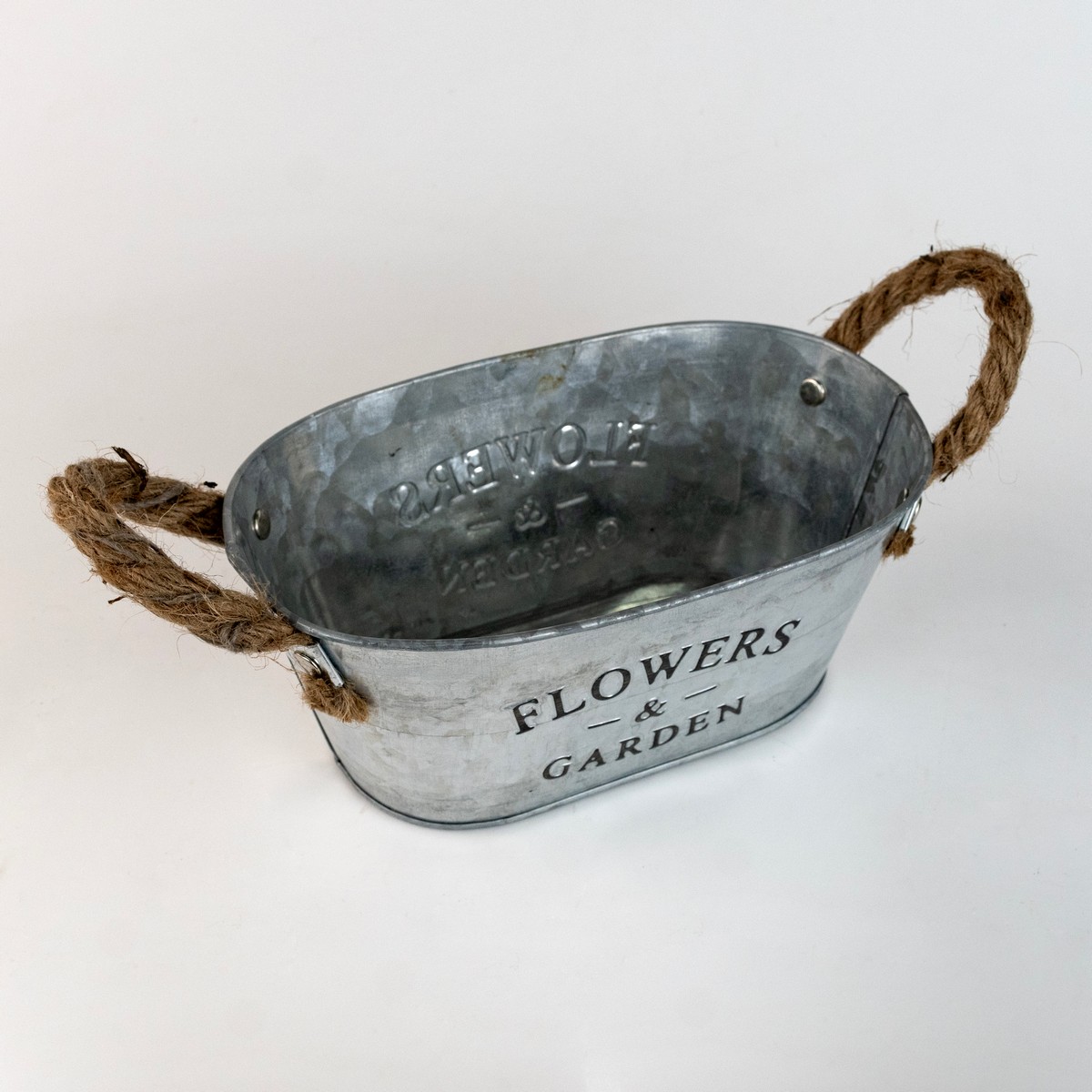 Кашпо с ручками Флауэрс (металл), H9x20,5x16см, натуральный в интернет-магазине флористических аксессуаров Азалия Декор