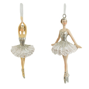 Украшение подвесное Балерина (полирезин), H11,5x4,5x3,5см, в асс., белый/шампань в интернет-магазине флористических аксессуаров Азалия Декор