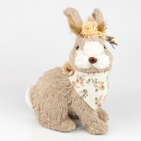 Сувенир Заяц (пенопласт/трава), H20x15x10см, серый/кремовый в интернет-магазине флористических аксессуаров Азалия Декор