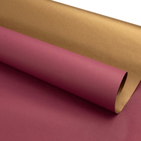 Бумага упаковочная крафт двусторонняя 60гр, 68 см 10 м, золотой/бордовый в интернет-магазине флористических аксессуаров Азалия Декор