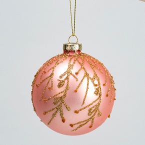 Украшение подвесное Шар (стекло), D8см, розовый в интернет-магазине флористических аксессуаров Азалия Декор