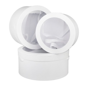 Набор коробок подарочных круглых 3шт., D26,5xH12см, белый в интернет-магазине флористических аксессуаров Азалия Декор