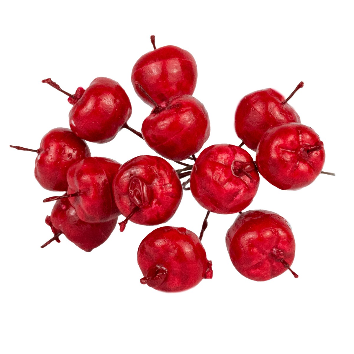 Набор яблок на вставках 12шт., D1,8x2,1xL10см, красный в интернет-магазине флористических аксессуаров Азалия Декор