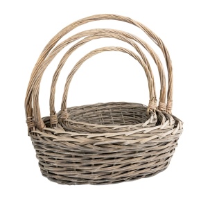 Набор корзин плетеных 4шт. (ива), 55x44x17xH52см, серый в интернет-магазине флористических аксессуаров Азалия Декор