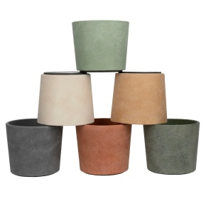 Кашпо Замша Микс тёмный (бетон), D18xH16см, 2,7л, цв. в асс. в интернет-магазине флористических аксессуаров Азалия Декор