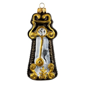 Украшение подвесное Часы с маятником (стекло), Н13,5х5,2х3,3см, зол./красн. в интернет-магазине флористических аксессуаров Азалия Декор