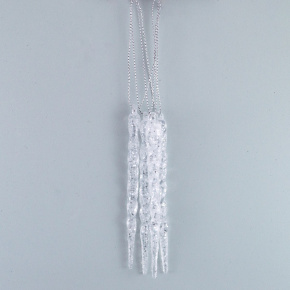 Набор украшений подвесных Сосулька с глиттером 4шт. (пластик), 12,5см, белый в интернет-магазине флористических аксессуаров Азалия Декор