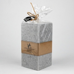 Свеча-квадрат Йоркшир (50 часов, пальмовый воск), 7x7xH15см, светло-серый в интернет-магазине флористических аксессуаров Азалия Декор