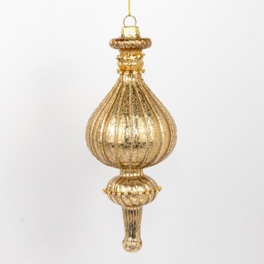 Украшение подвесное со стразами (стекло), Н19х7,5х7,5см, золотой в интернет-магазине флористических аксессуаров Азалия Декор