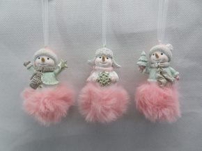 Украшение подвесное Снеговик на облачке (полирезин), Н8,5х5,5см, в асс., розовый в интернет-магазине флористических аксессуаров Азалия Декор