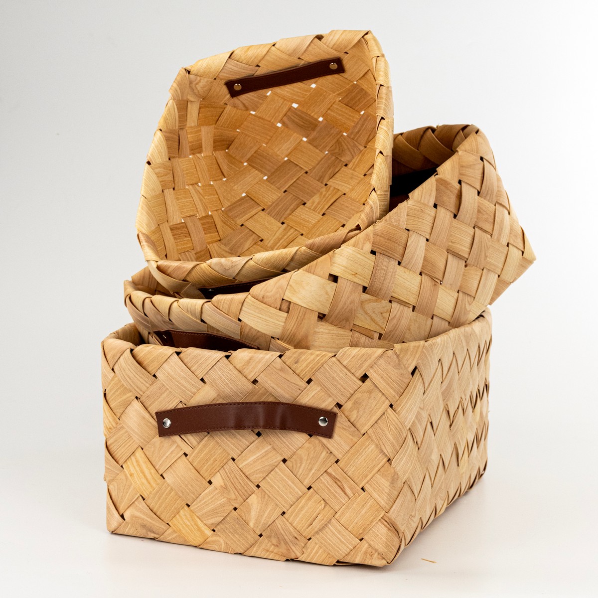 Набор ящиков плетеных 3шт. (сосна), 39х30xH19см, натуральный в интернет-магазине флористических аксессуаров Азалия Декор