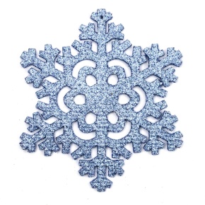 Украшение подвесное Снежинка с глиттером (дерево), 12х12см, син. в интернет-магазине флористических аксессуаров Азалия Декор