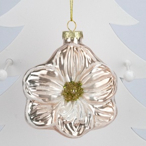 Украшение подвесное Цветок (стекло), Н10,5х9,5х4см, шампань в интернет-магазине флористических аксессуаров Азалия Декор