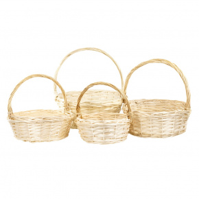 Набор корзин плетеных 4шт. (ива), D40x15xH41см, натуральный в интернет-магазине флористических аксессуаров Азалия Декор