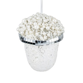 Украшение подвесное Желудь, Н12х9х9см, белый в интернет-магазине флористических аксессуаров Азалия Декор