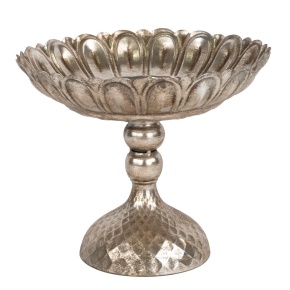 Блюдо на ножке (металл), D26xH22,5см, серебряный в интернет-магазине флористических аксессуаров Азалия Декор