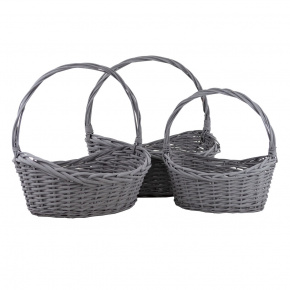 Набор корзин плетеных 3шт. (ива), 48x34x16/21xH49см, темно-серый в интернет-магазине флористических аксессуаров Азалия Декор