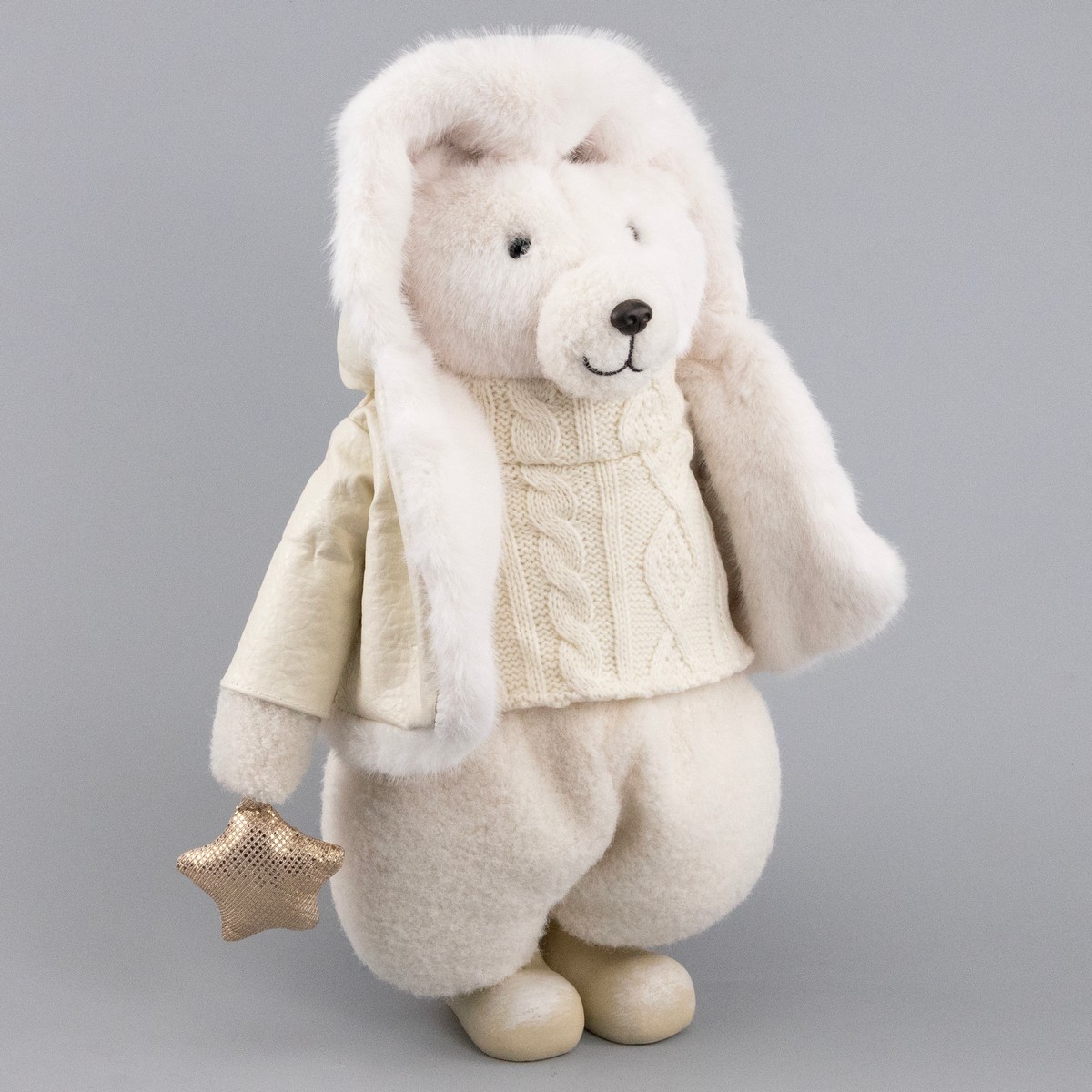 Сувенир Медвежонок в куртке, Н38х30х21см, кремовый в интернет-магазине флористических аксессуаров Азалия Декор