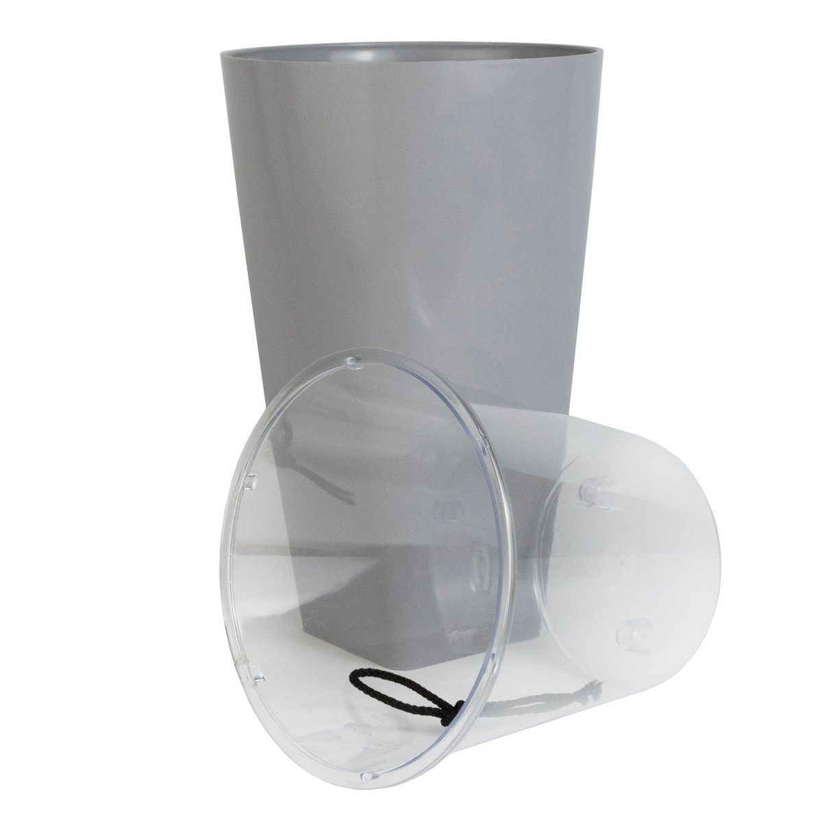 Кашпо Грейс со вставкой (пластик), D15xH25см, 2,7л, серый в интернет-магазине флористических аксессуаров Азалия Декор