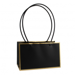 Пакет для цветов водостойкий (крафт), 22х10,5х13,5см (в уп. 10шт.), черный/золотой в интернет-магазине флористических аксессуаров Азалия Декор