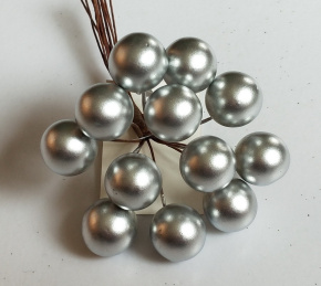 Набор шариков на вставках, D2xL11см, серебряный в интернет-магазине флористических аксессуаров Азалия Декор