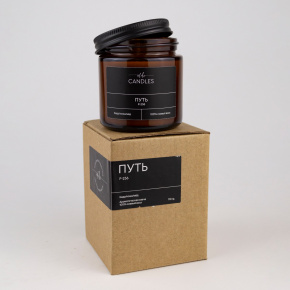 Свеча в банке с крышкой ароматическая Путь (соевый воск), H7,5xD6см, коричневый в интернет-магазине флористических аксессуаров Азалия Декор