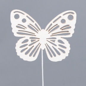 Вставка Бабочка (в уп. 12 шт.), 8хH30см, белый в интернет-магазине флористических аксессуаров Азалия Декор